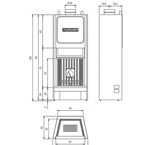 Piazzetta ht 650, дверца - черная эмалированная сталь_1